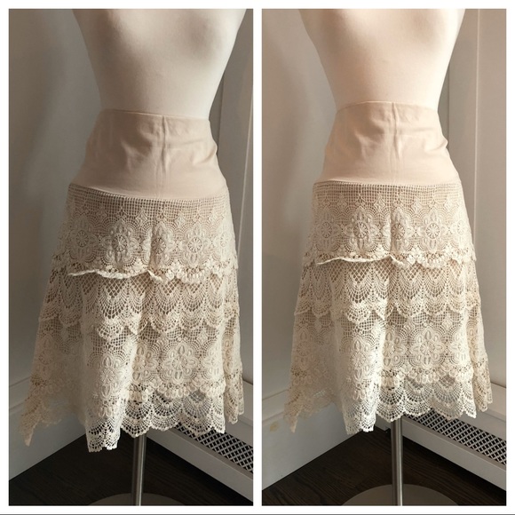 Dresses & Skirts - Layered Lace Cream Skirt NWOT